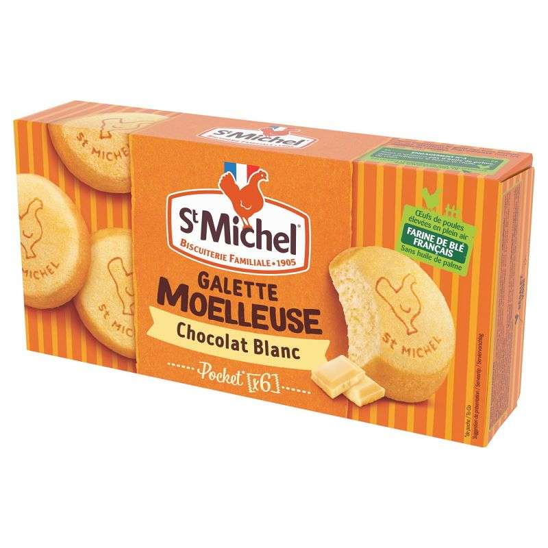 Galettes Moelleuses Chocolat Blanc St Michel 180g 8paquets Galettes Moelleuses Chocolat Blanc St Michel 180g 8paquets