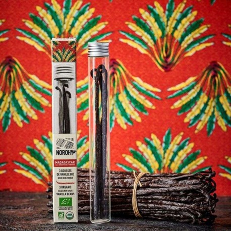 Vanilles de Madagascar BIO VALRHONA - tube de 3 gousses