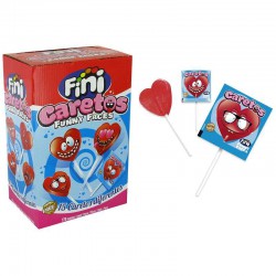 Sucettes Caretos coeurs fraise - boîte de 170