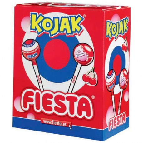 Sucettes Fiesta Kojak gum Cerise - boîte de 100