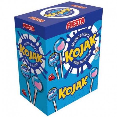 Sucettes Fiesta Kojak gum Mûre (colorent la langue) - boîte de 100