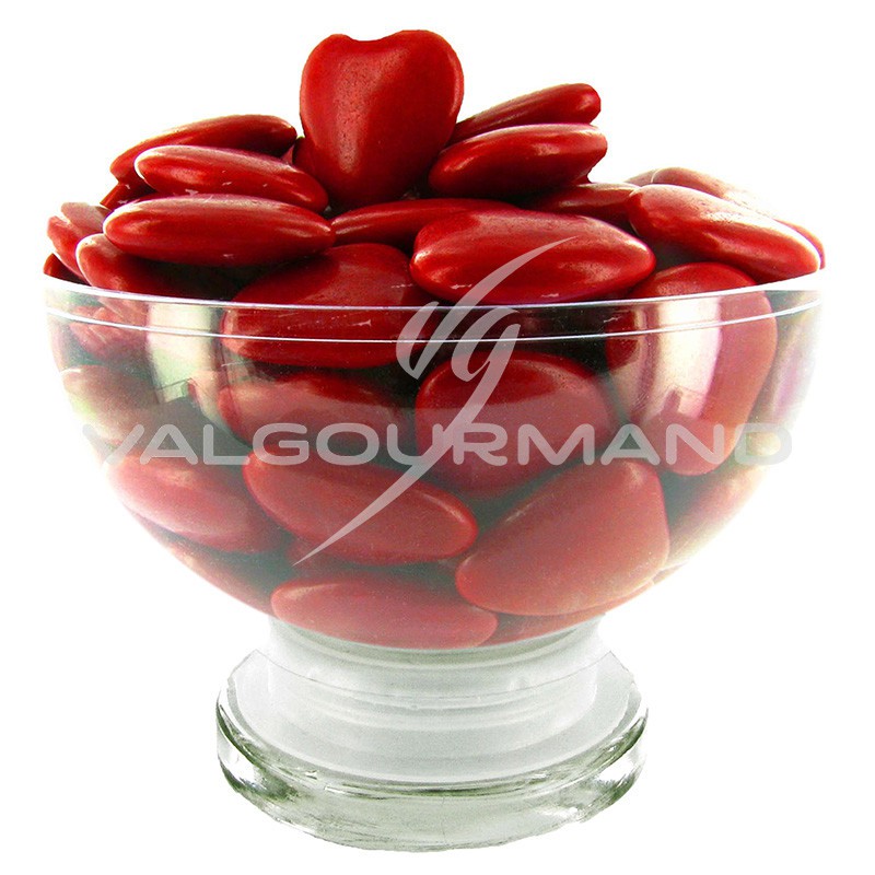 France Décor Shop  Petit coeur en chocolat blanc (demi 3D), rouge