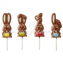 Sucettes Lapin Funny Bunnies en chocolat décoré 25g - boîte de 36