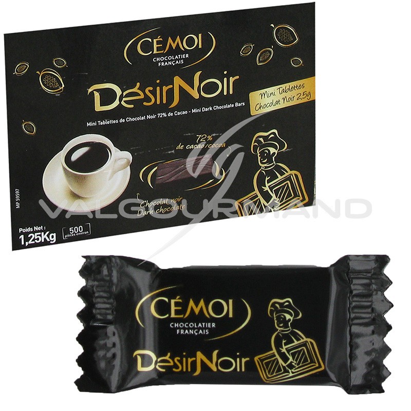 Mini tablettes chocolat noir 4g accompagnement café Cémoi le lot de 50