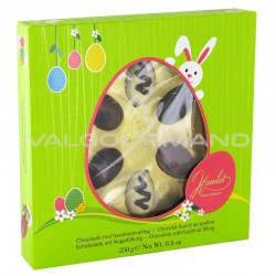 Oeufs décorés en chocolat praliné - boîte de 250g en stock