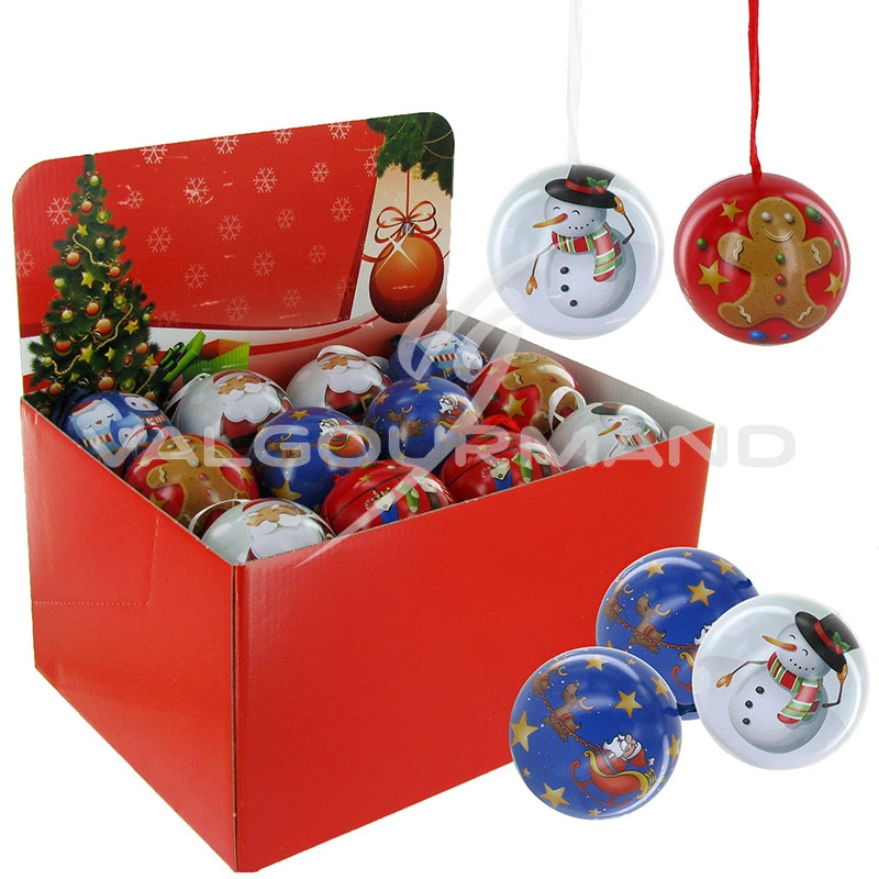 Boules de Noël garnie pièces en chocolat 36g - 24 boules