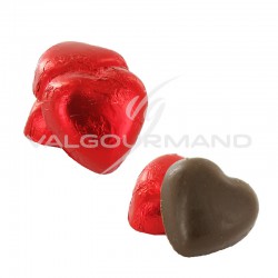Coeurs en chocolat au lait s/alu rouge - 500g en stock