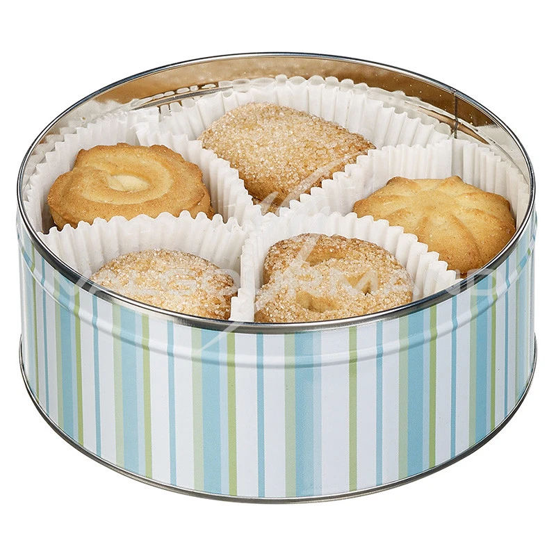 Boîte à biscuits en métal noir, blanc et doré