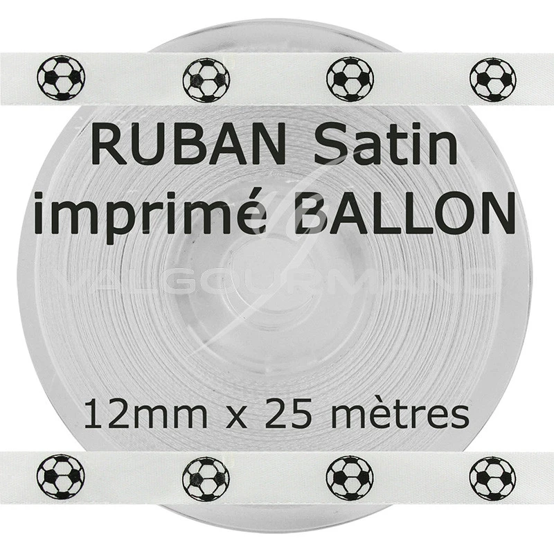 Ruban blanc en satin imprimé BALLON