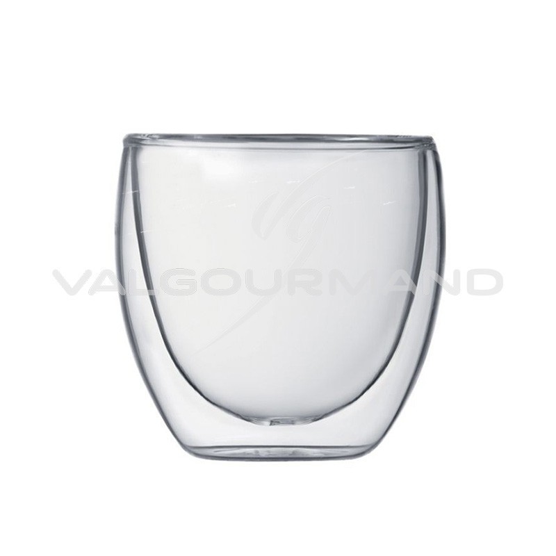 6 verres double paroi Pavina Bodum en verre transparent 8cl
