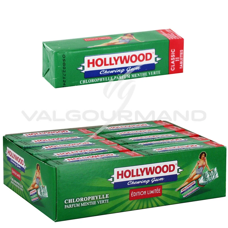 Hollywood Chewing-gum simple menthe verte s/sucres 