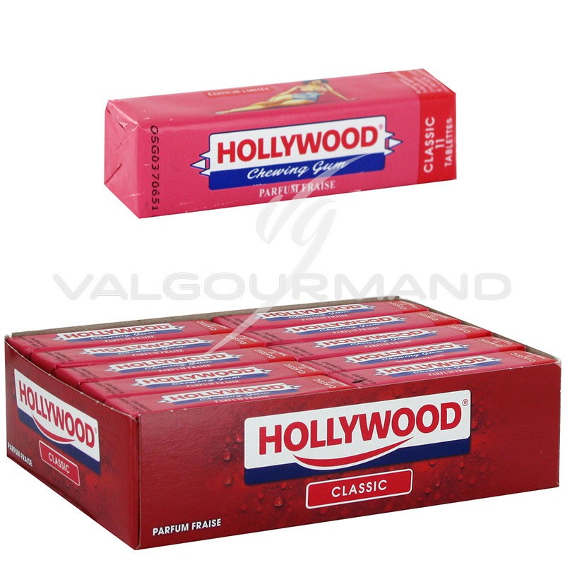 Boîte de 20 chewing-gums Hollywood parfum fraise des bois