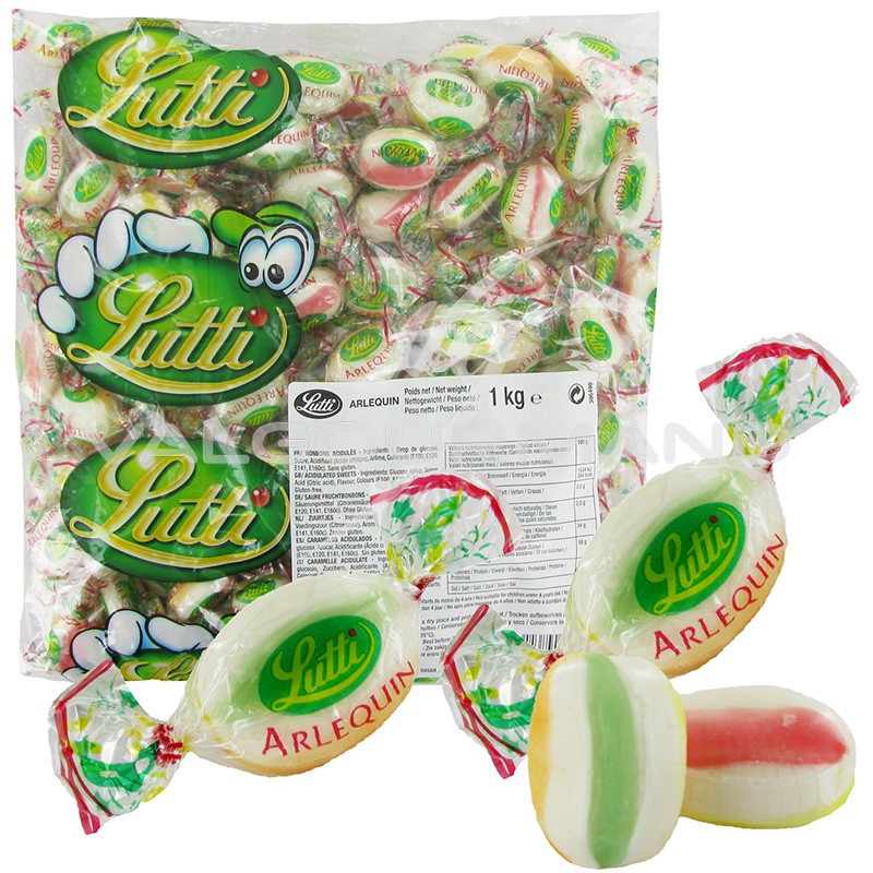 Bonbons acidulés Arlequin Lutti - Sachet de 150 g sur