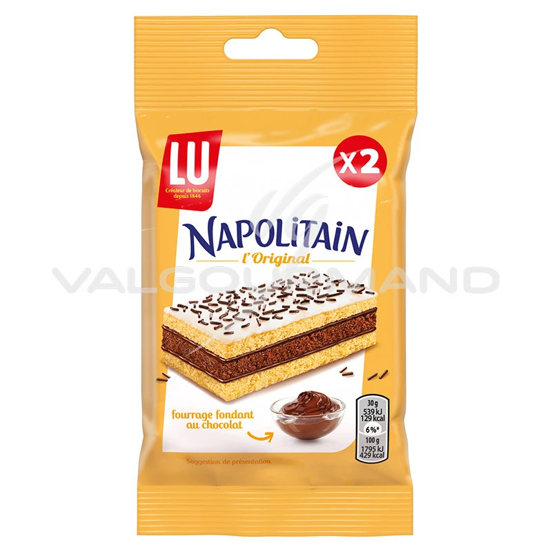 LU Napolitain Le Gâteau Fourrage Fondant au Chocolat Format Familial 400g  (lot de 6) 