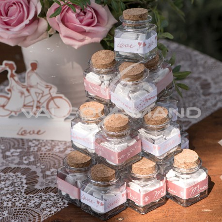 Mini pots carré avec bouchon en liège - 12 pièces