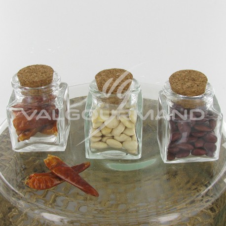Mini pots carré avec bouchon en liège - 12 pièces