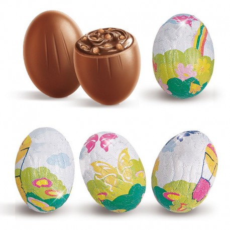 Oeufs chocolat au lait fourrés crème noisettes et céréales - carton de 5kg