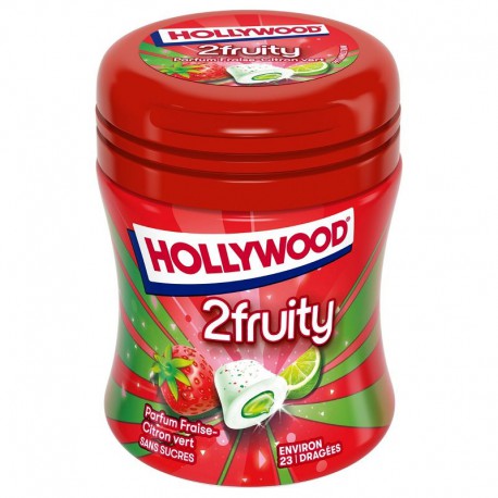 Mini Bottle Hollywood 2Fruity fraise et citron vert SANS SUCRES - les 6x23 dragées