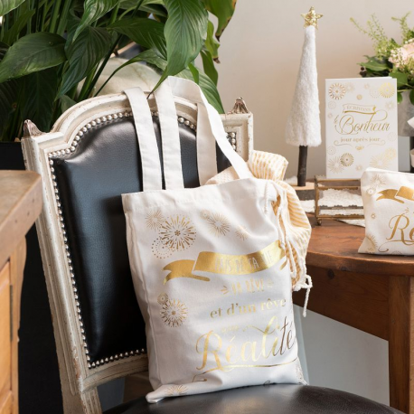 Sac de coton tote bag décor OR - pièce