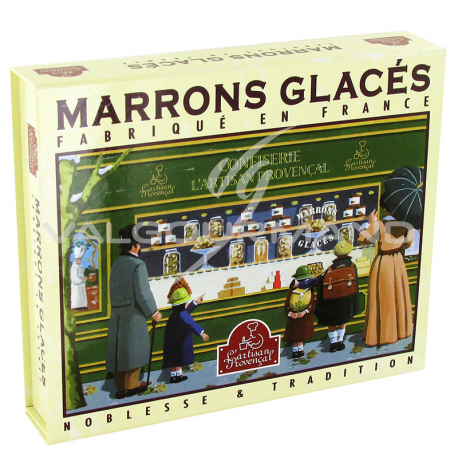 Coffret de 16 Marrons glacés pliès sous alu or - 270g
