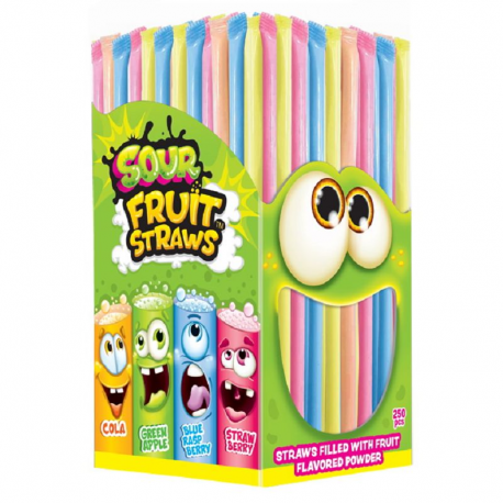 Pailles sour fruits straws Johny Bee - boîte de 250