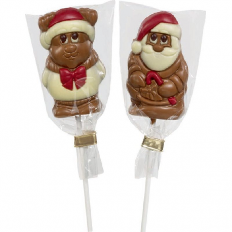 Sucettes en chocolat Noël assorties 30g - boîte de 28