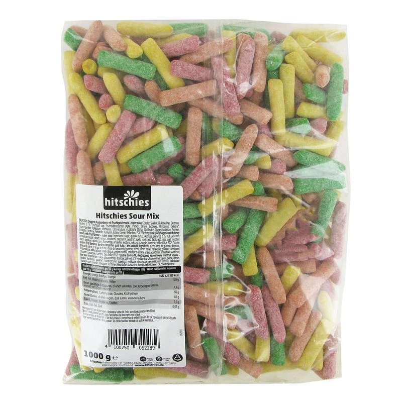 Bonbon Hitschies assortis 1kg - Bonbon craie acide aux fruit Hitschies