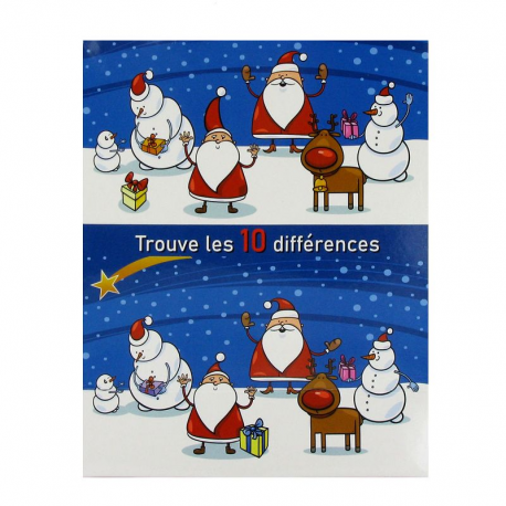 Sac cordon papier Noël 22.5x19x10cm décor "10 différences"
