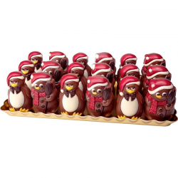 Moulages Bonhommes de neige et Pingouins en chocolat décoré 55g - plateau de 36