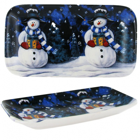 Plat céramique décor bonhomme de neige - pièce