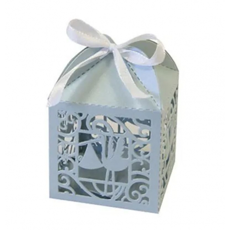 Boîtes dentelle Cigogne BLEU - 10 pièces