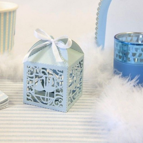 Boîtes dentelle Cigogne BLEU - 10 pièces