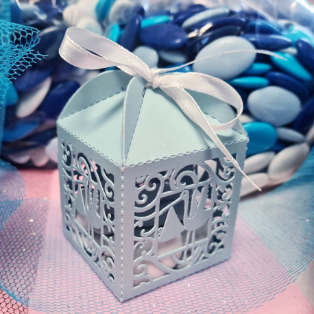 Boîtes dentelle Cigogne BLEU - 10 pièces