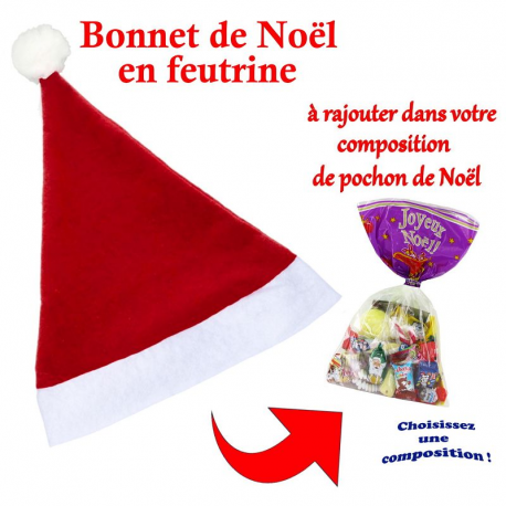 Bonnet de Noël Enfant feutrine 27.5x38cm
