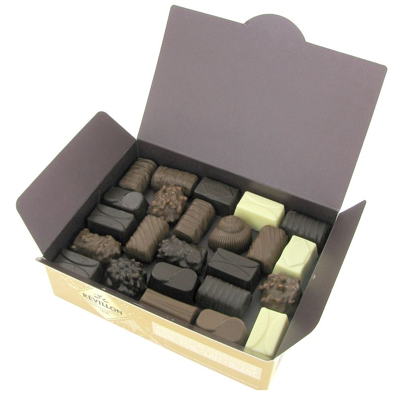 Coffret gourmand lait et noir, Les assortiments de chocolats