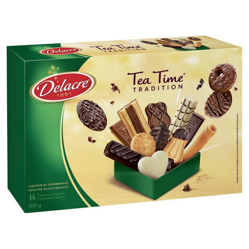 Delacre Tea Time Assortiment Biscuits Secs Natures Et Chocolat 250g 