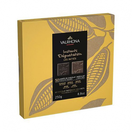 Coffret 50 carrés noir & lait VALRHONA Les Initiès - 250g