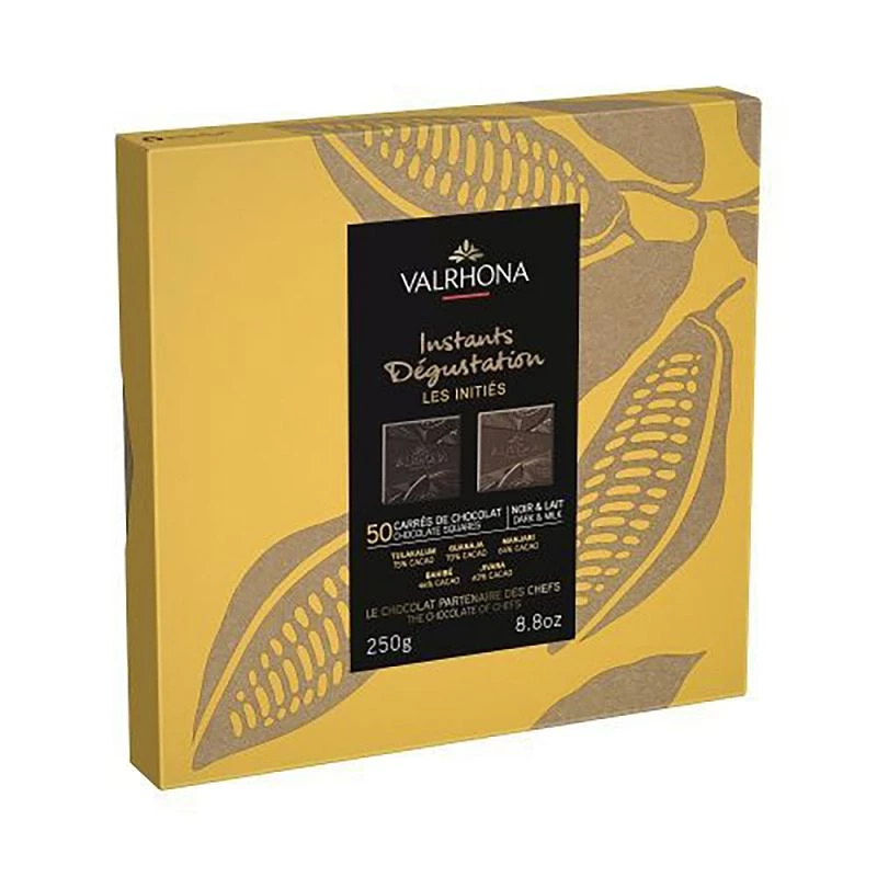 Coffret carrés chocolats noir intense Valrhona - Boutique Cité