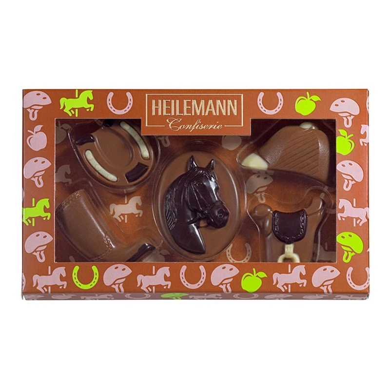 Coffret Cheval - sujets en chocolat au lait décoré - 100g