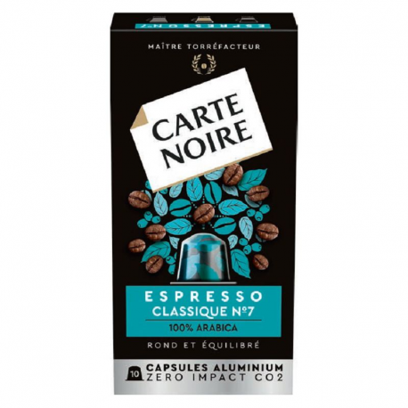 Carte Noire espresso n°7 classique - les 10 boîtes de 10 capsules