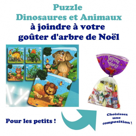 Puzzle Dinosaures & Animaux - 14x14cm (6 décors assortis)