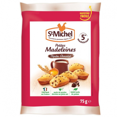 Madeleines coquilles pépites de chocolat St Michel 75g - 24 paquets