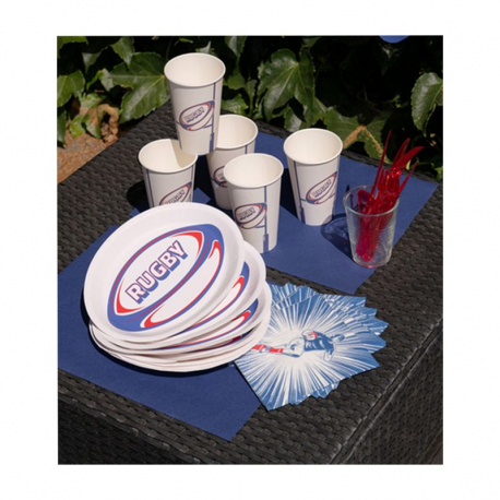 Assiettes décor Rugby - 10 pièces