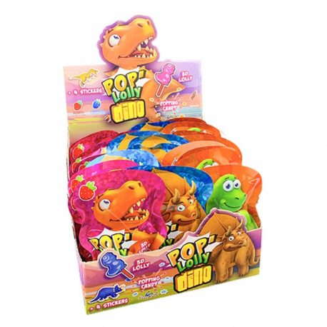 Sucettes Pop Lolly Dino Funny Candy - boîte de 36