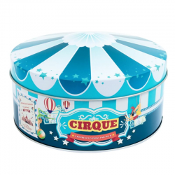 Boîte métal chapiteau de cirque garnie de 30 oursons babies à la guimauve