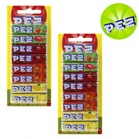 Pez blister de 8 recharges fruits - le lot de 12