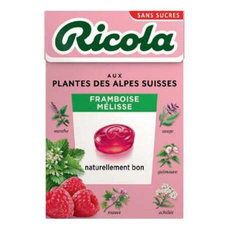 Ricola Framboise Mélisse SANS SUCRES 50g - 20 étuis