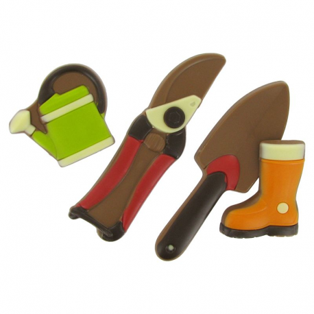 Moulages Jardinage en chocolat au lait décoré - coffret de 125g