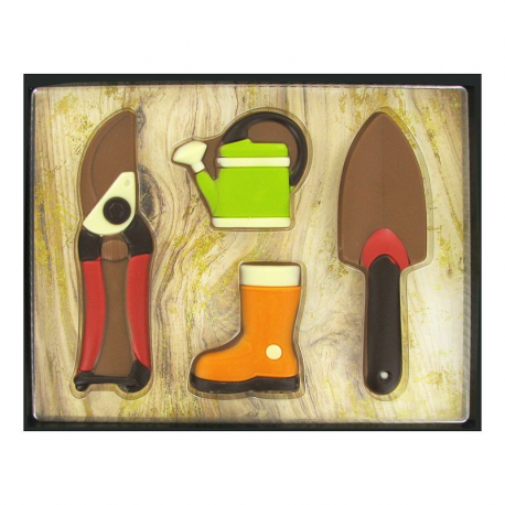 Moulages Jardinage en chocolat au lait décoré - coffret de 125g