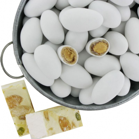 Nougaline blanc - Dragées amande et crème de nougat - 1kg